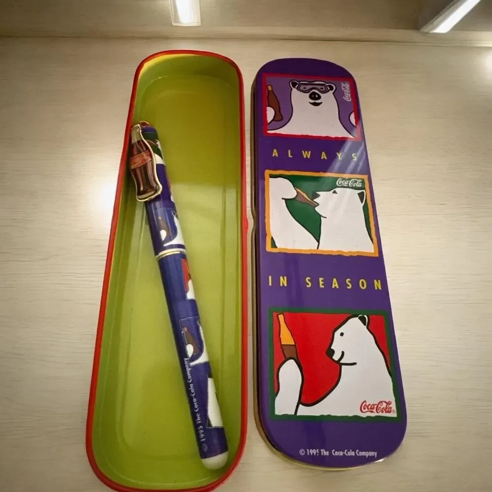 Coca Cola Ceramic Polar Bear Collector Tin Pen 1995
